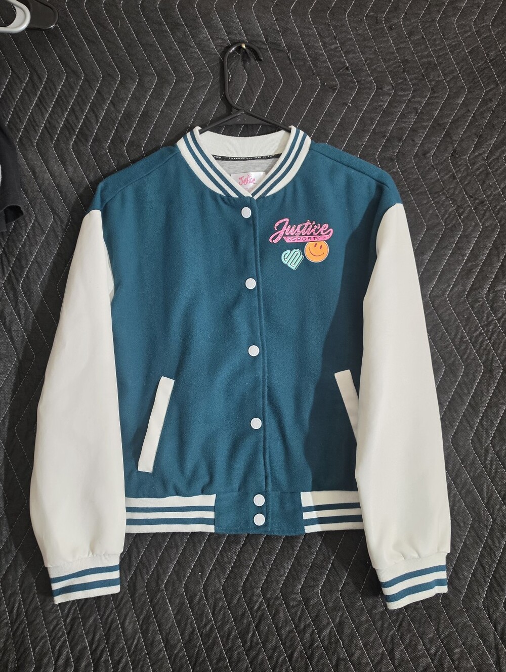 Justice Girls Teal & White Varsity Jacket